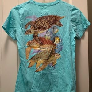 Guy Harvey Teal Women’s turtle short sleeve shirt